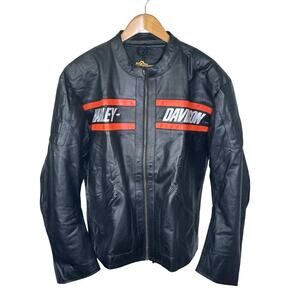New HARLEY DAVIDSON Biker Black Leather Moto Riding‎ Jacket Men’s Sz 3X